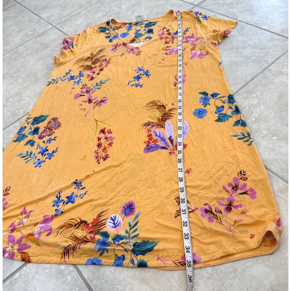 Soma Cool Nights Orange Floral Sleepshirt Pajama Nightgown XL Hawaiian Lounge - Picture 4 of 7